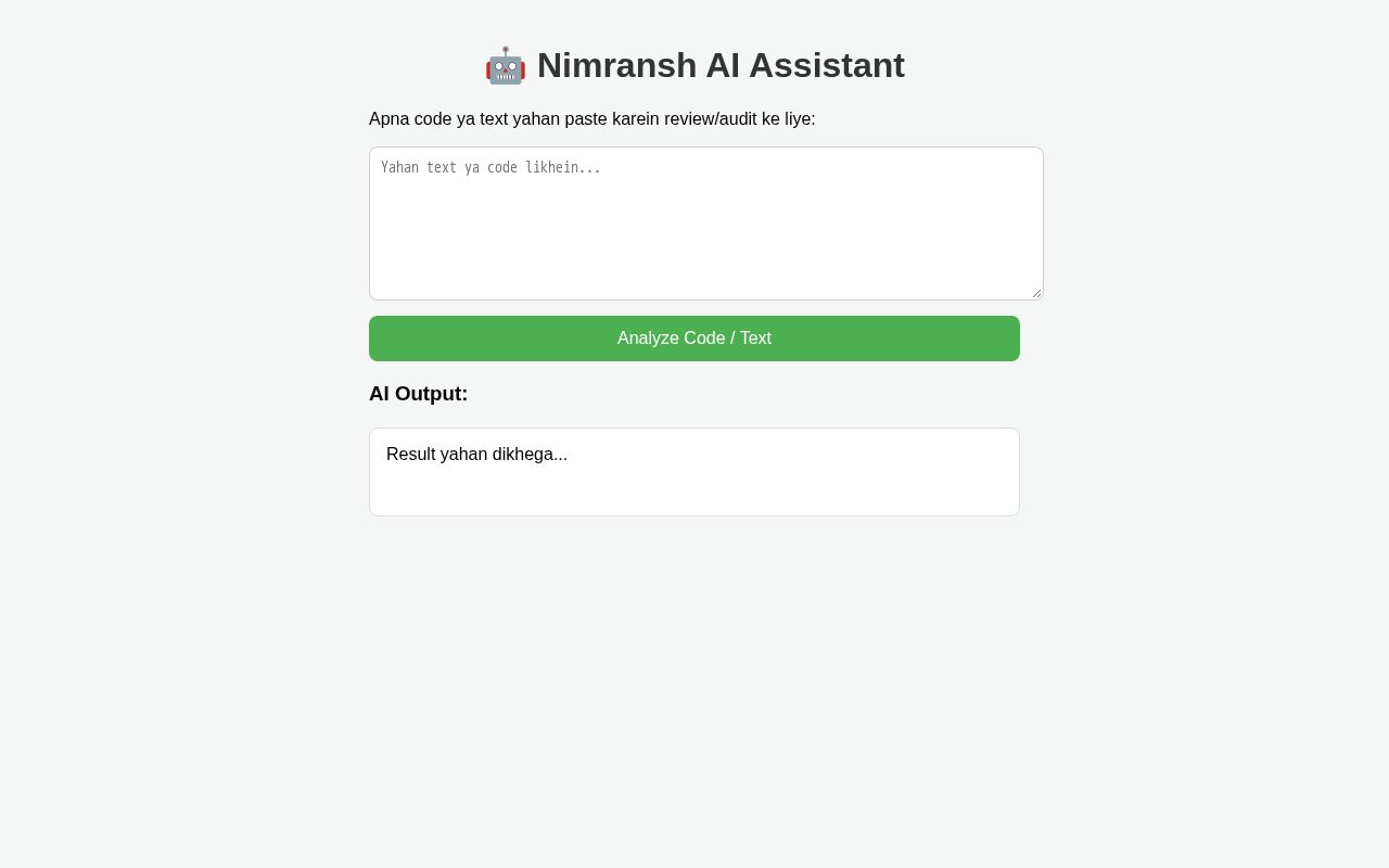 Preview of Nimransh AI Assistant