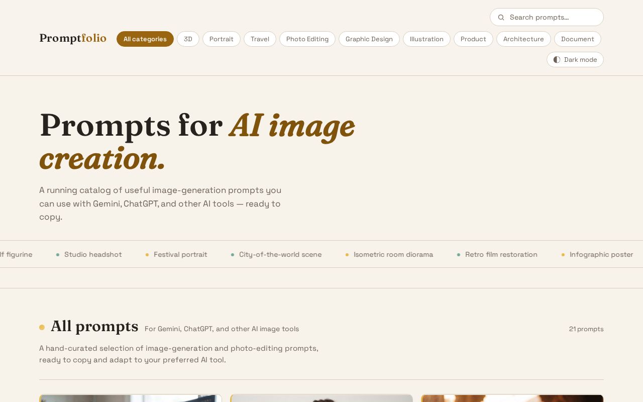 Preview of Promptfolio