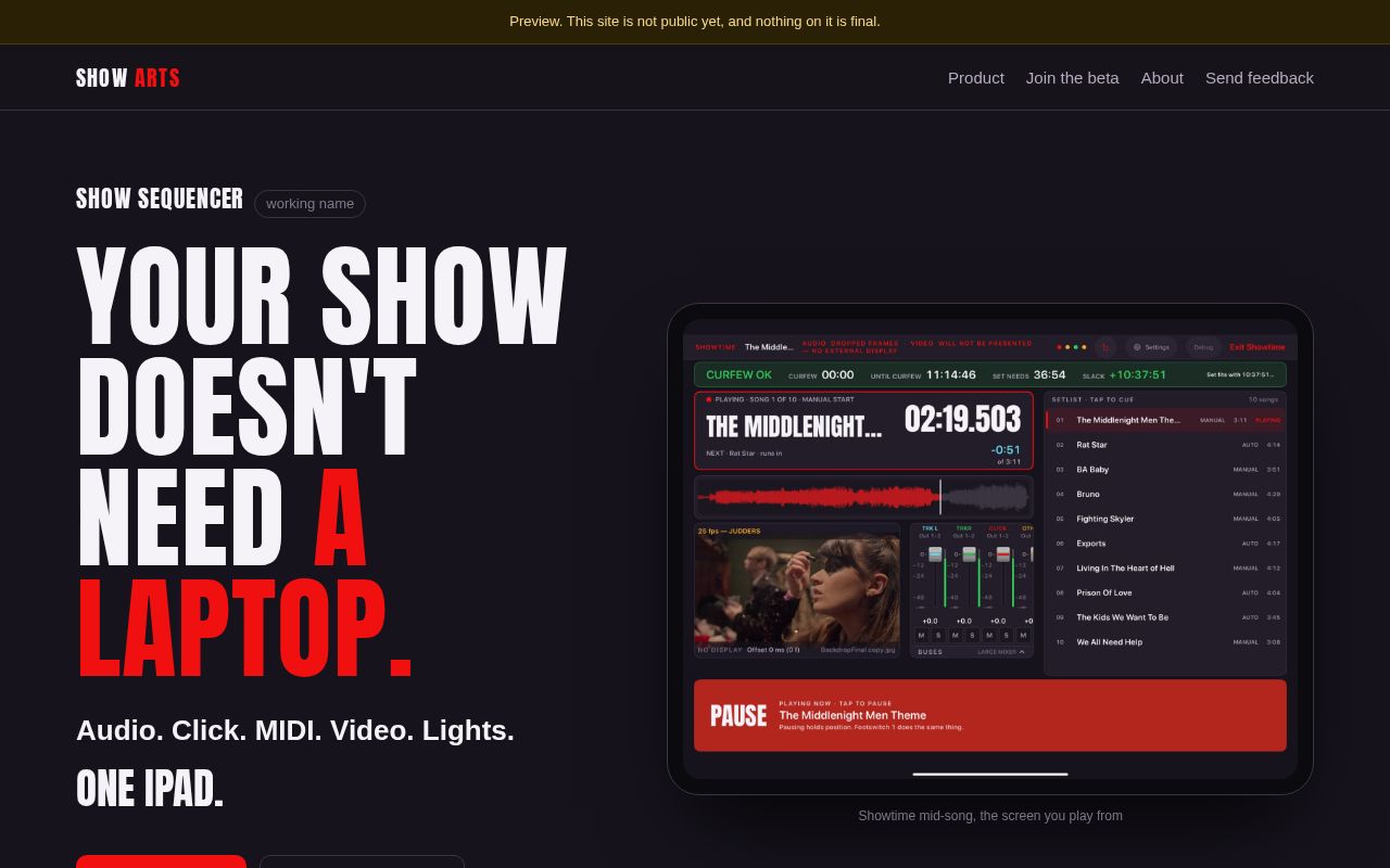 Preview of Show Sequencer Website