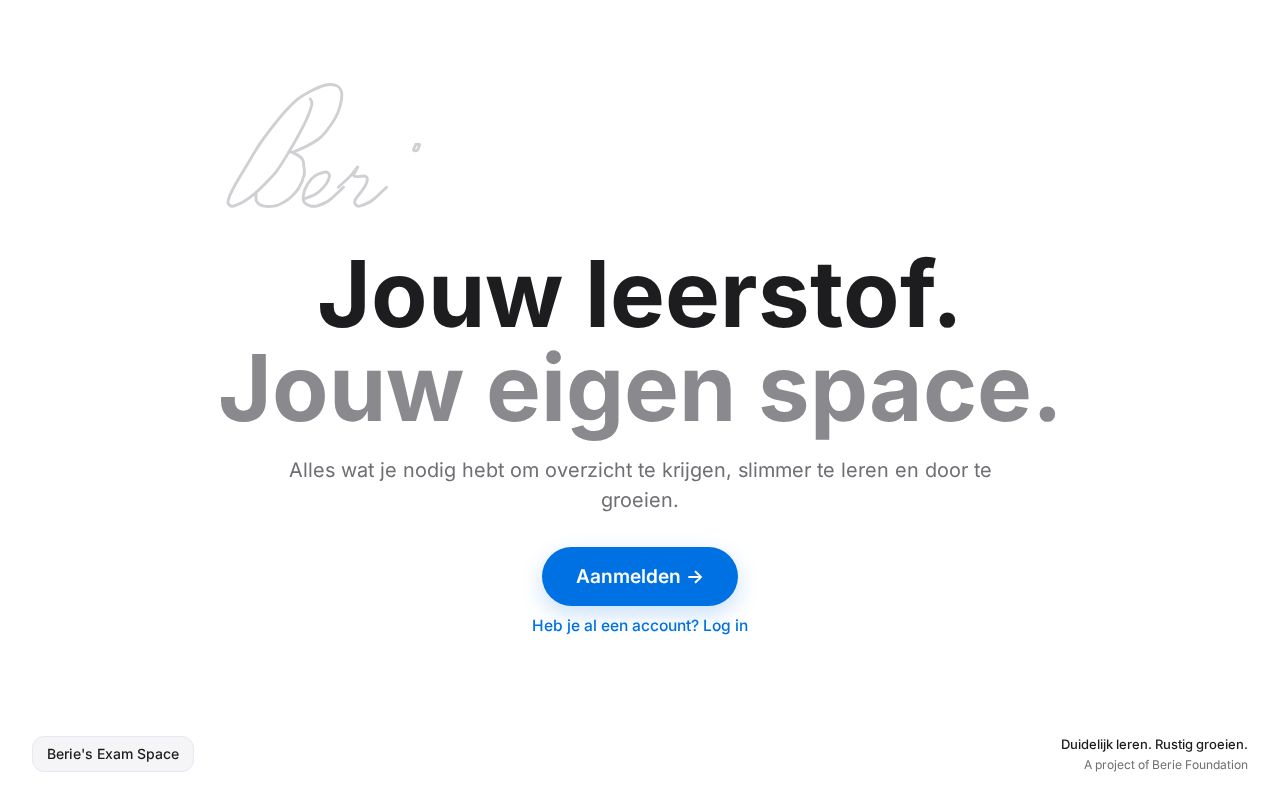 Preview of Berie's Exam Space v2, in opbouw