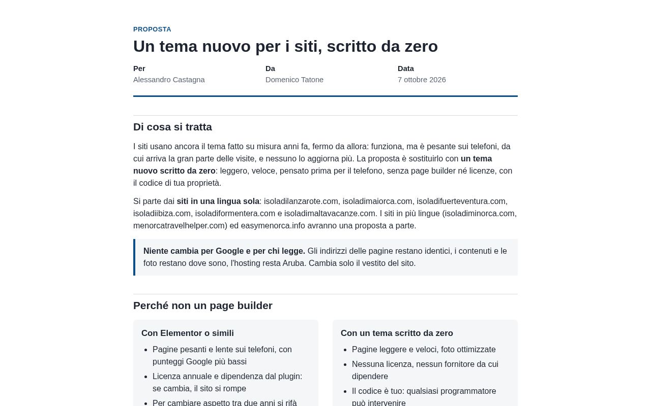 Preview of Proposta: un tema nuovo per i siti