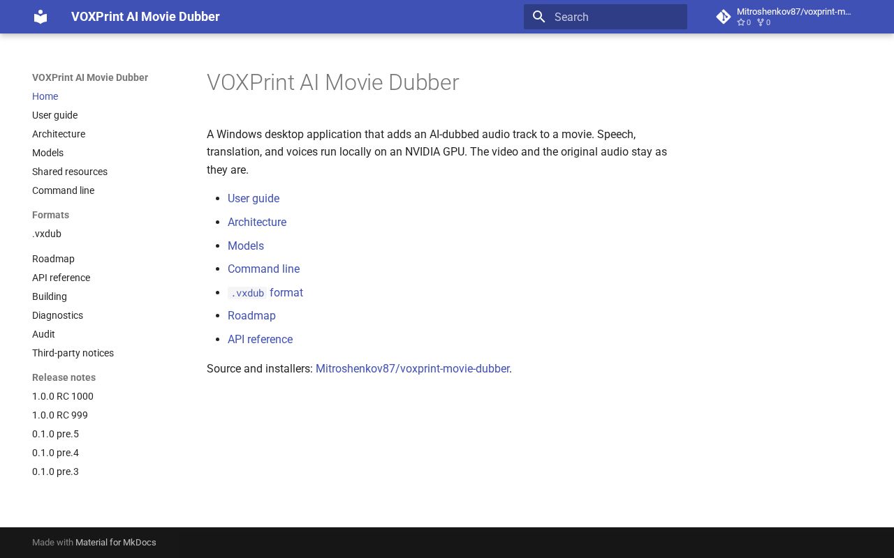 Preview of Voxprint Movie Dubber