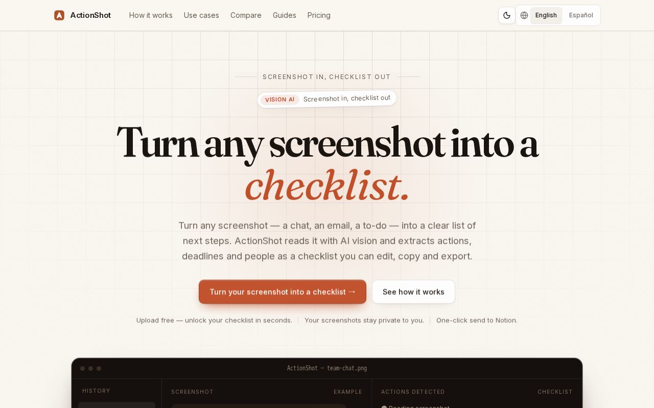 Preview of Turn screenshots into tasks and deadlines