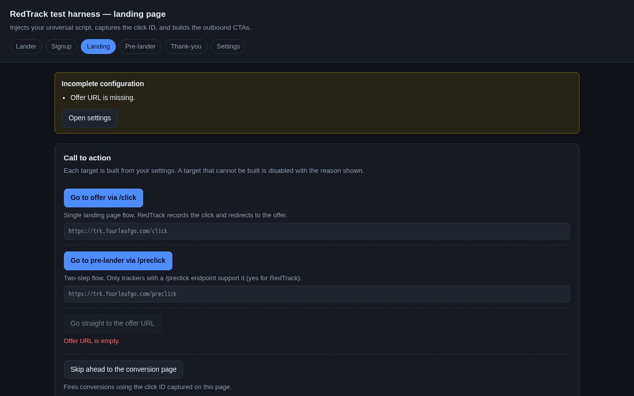 Preview of RedTrack test