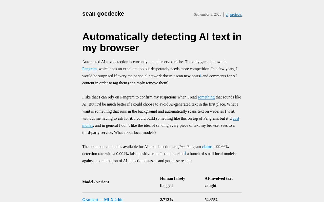 Preview of Local AI-text detection for your browser.
