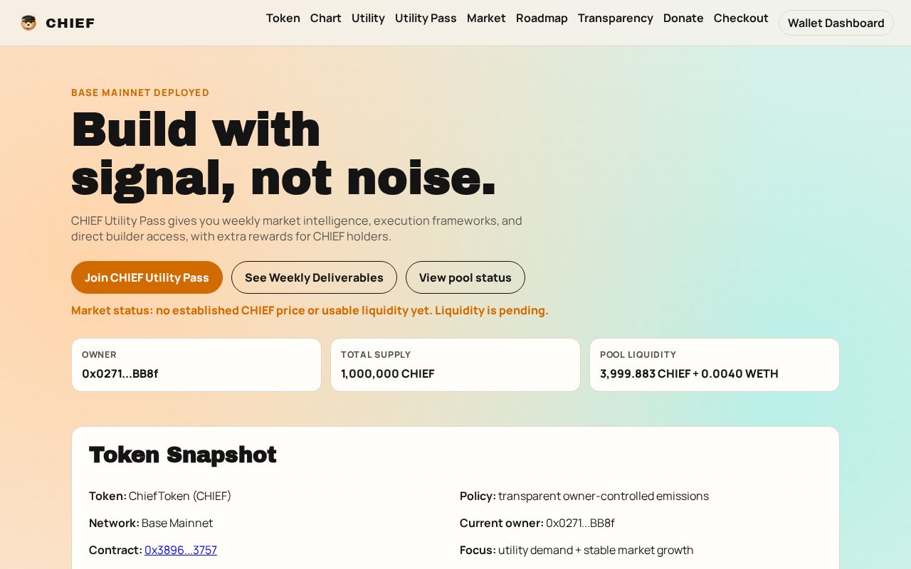 Preview of Officialchieftoken Dashboard Funding Update