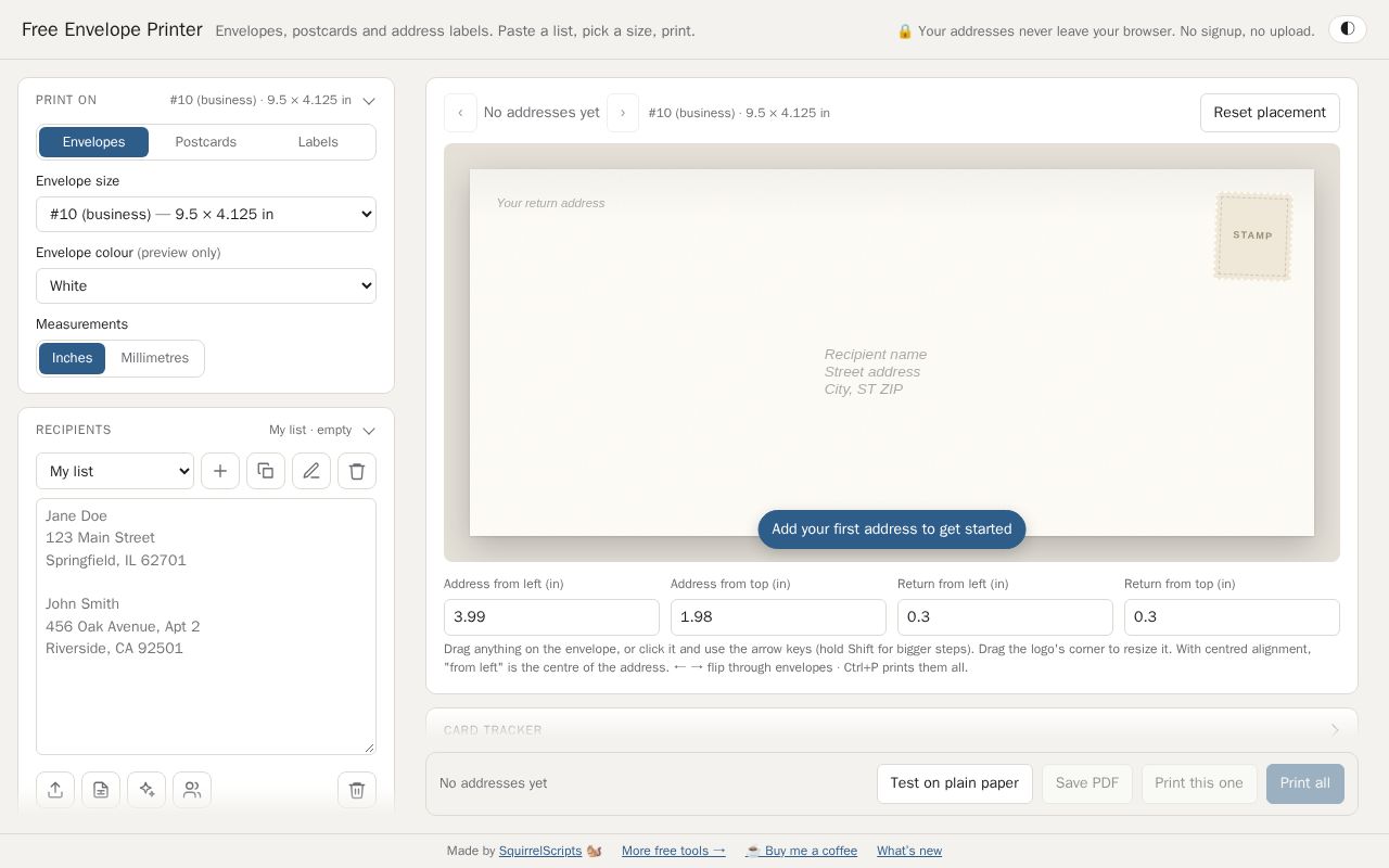 Preview of EnvelopePrint
