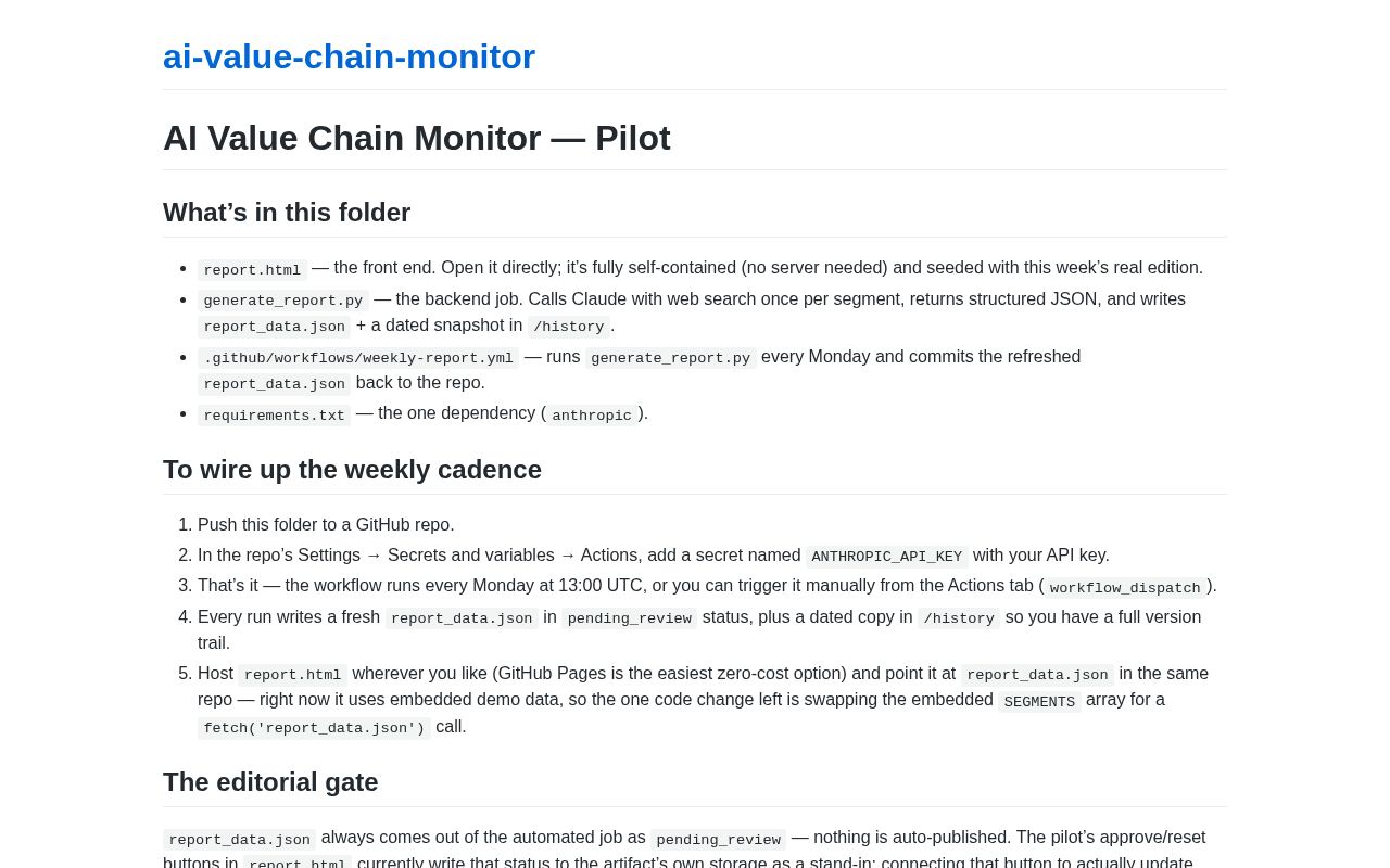 Preview of Self-updating weekly AI value chain market research report (pilot)