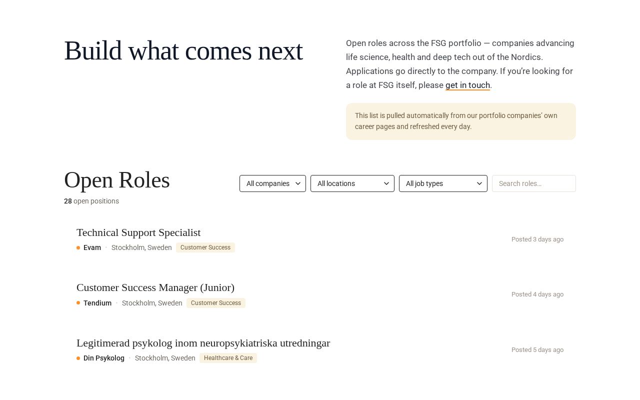 Preview of Automatically collected job openings across the FSG.vc portfolio, refreshed nightly.