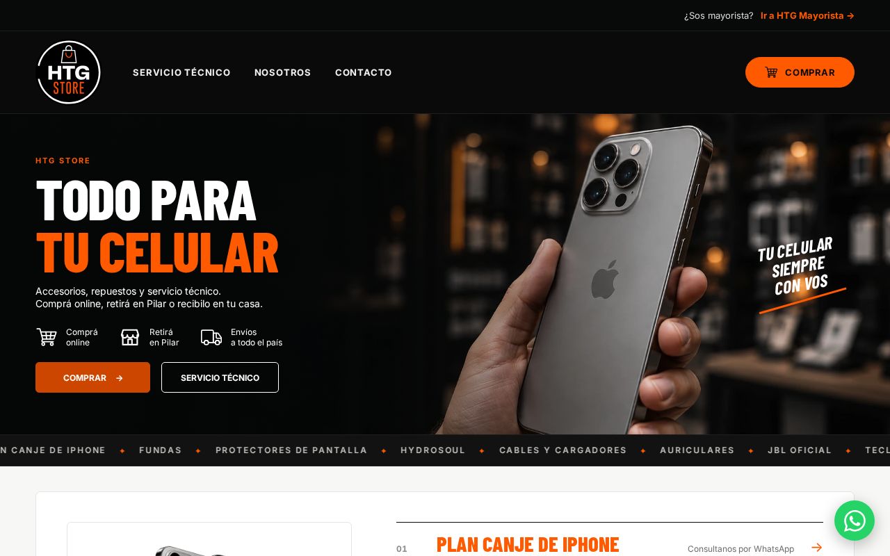 Preview of HTG Store Pilar: sitio de accesorios, repuestos y servicio técnico para celulares