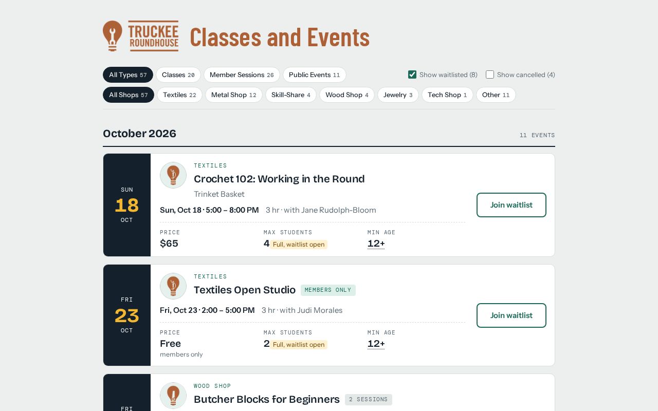 Preview of Roundhouse Class List