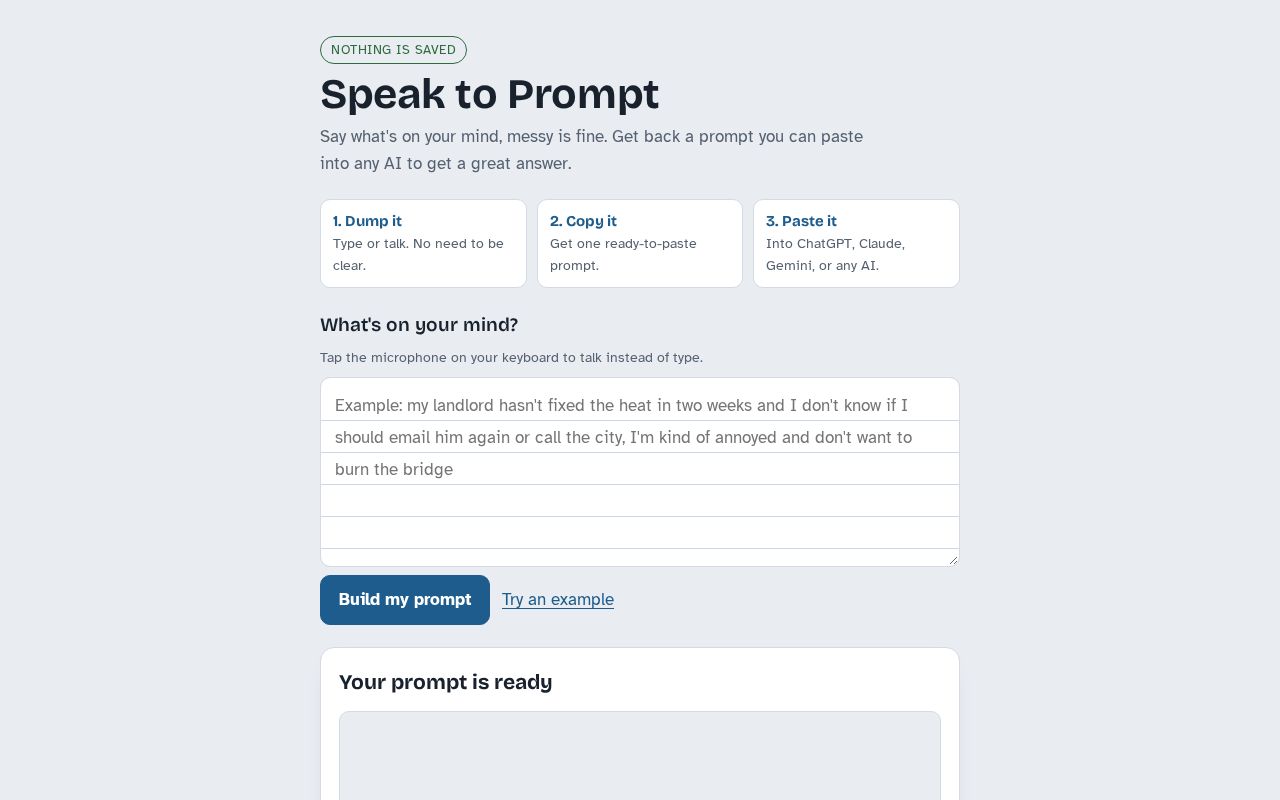 Preview of Speak To Prompt