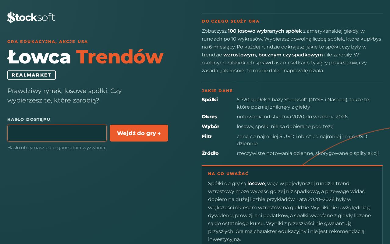 Preview of Łowca Trendów – RealMarket — gra edukacyjna Stocksoft