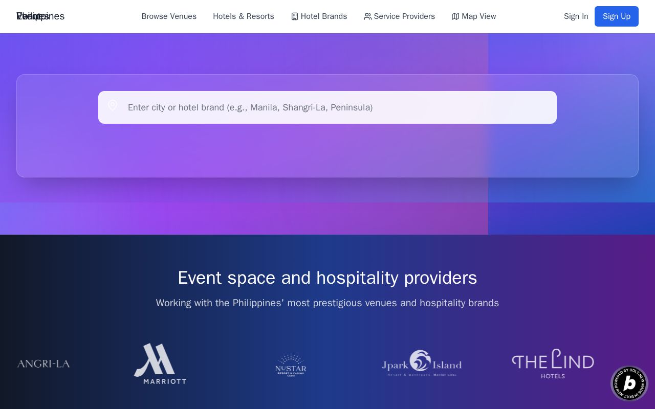 Preview of Philippines Event Spaces search engine