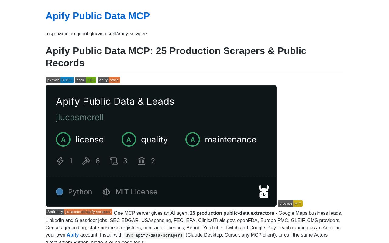 Preview of Apify Scrapers