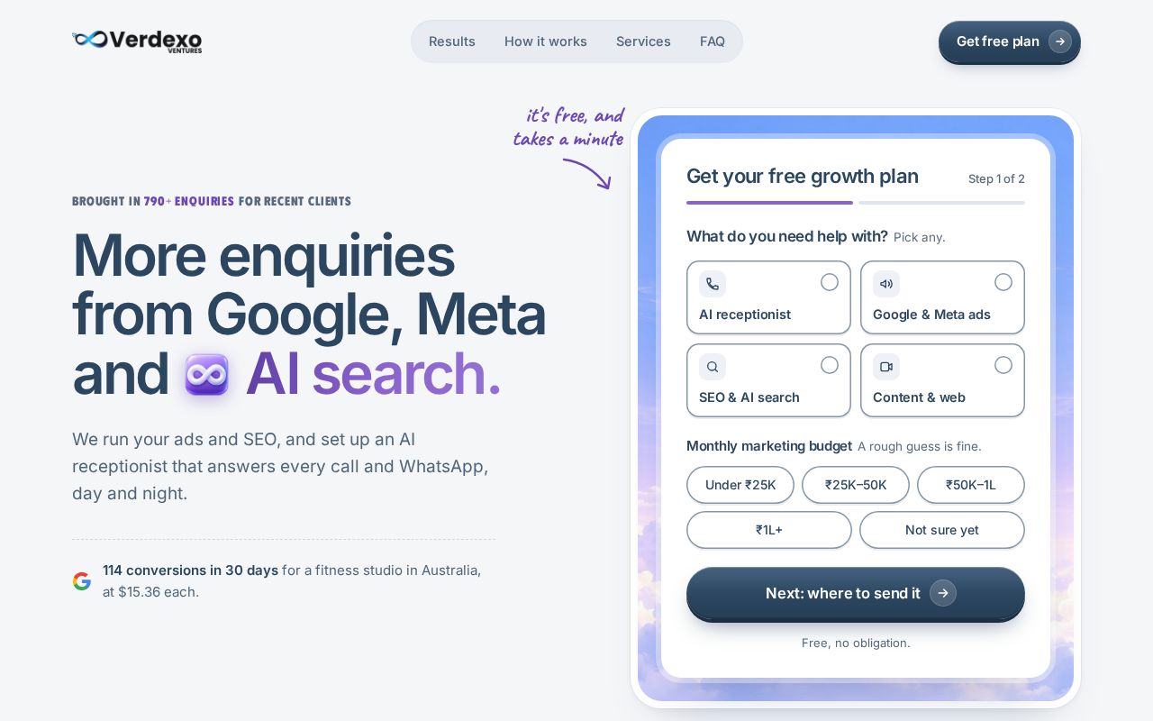 Preview of Verdexo Landing Page