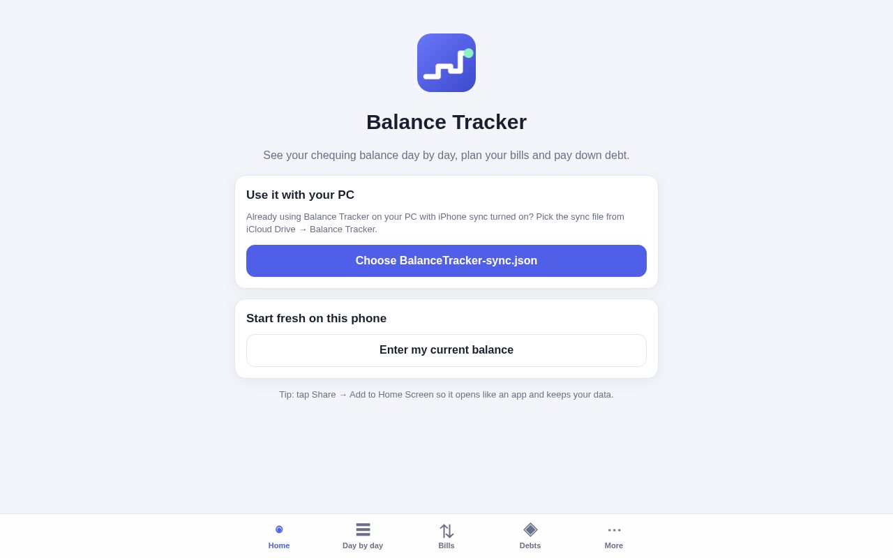 Preview of Balance Tracker