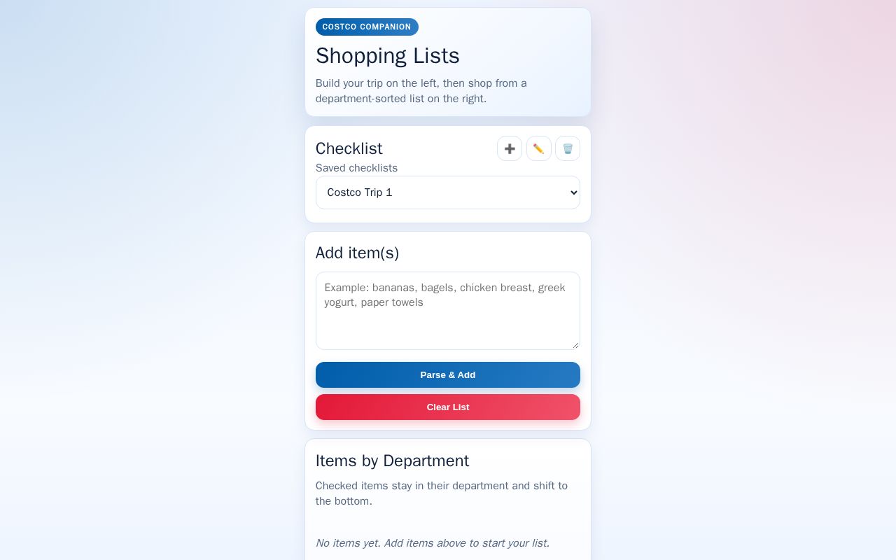 Preview of Costco Shopping App