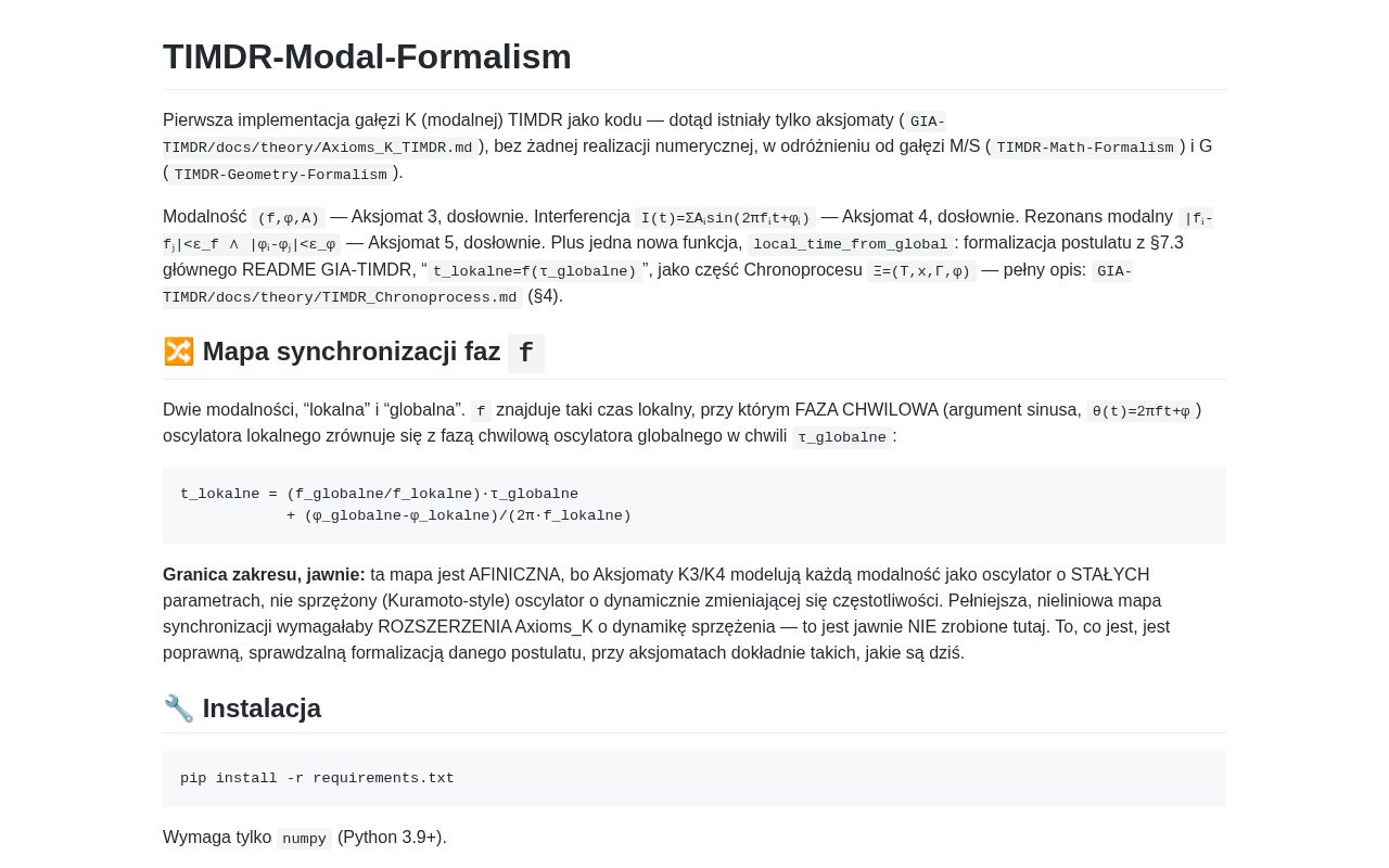 Preview of TIMDR Modal Formalism