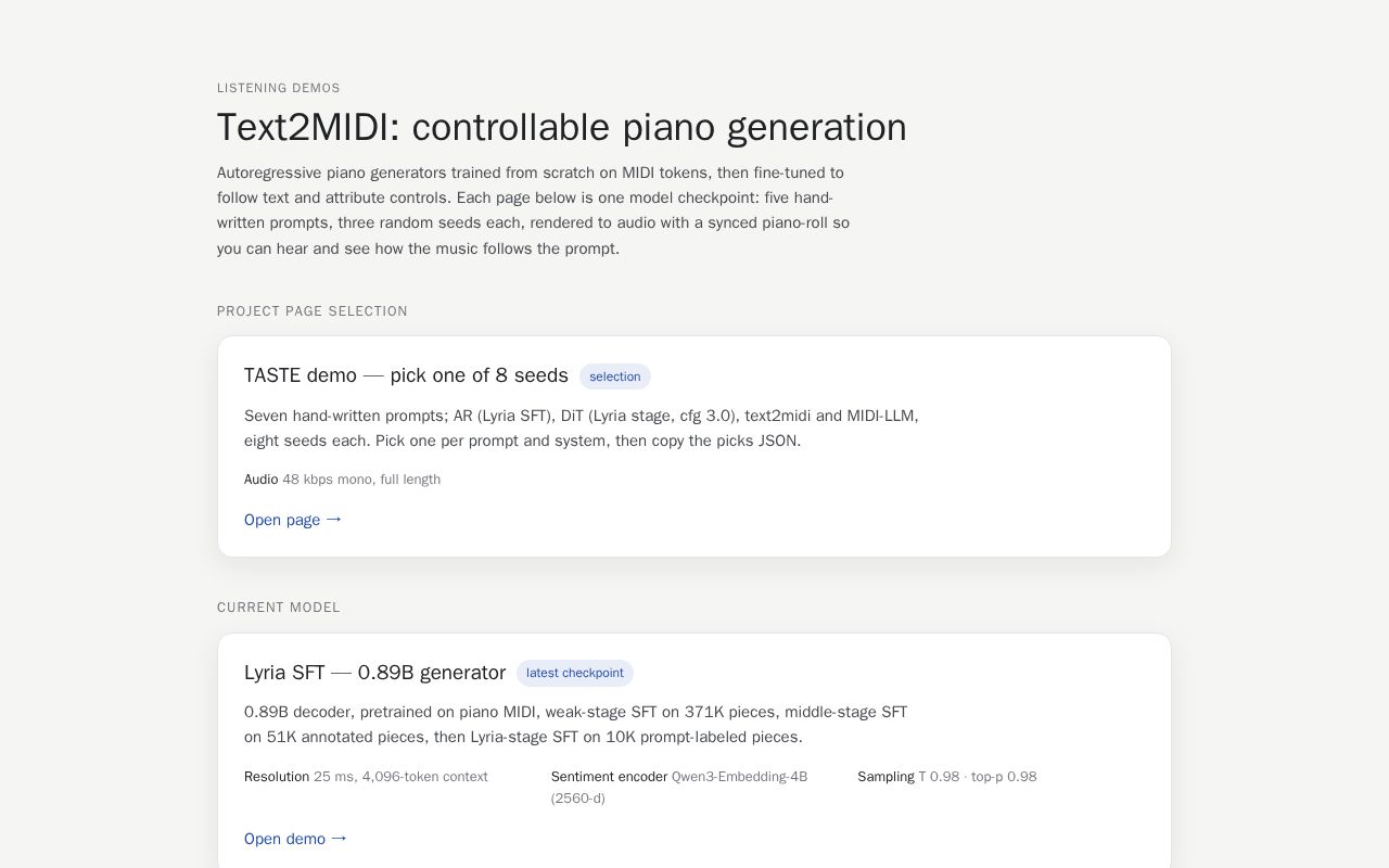 Preview of Text2midi Demo