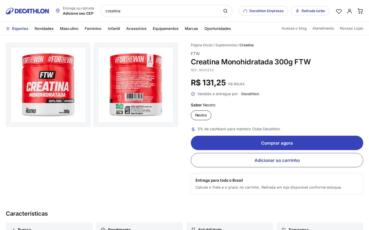 Preview of Creatina Monohidratada 300g FTW