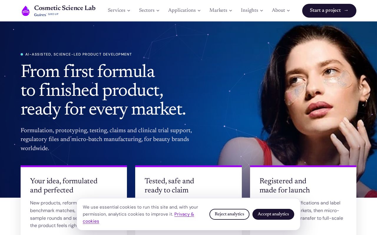 Preview of Cosmetic Science Lab Website