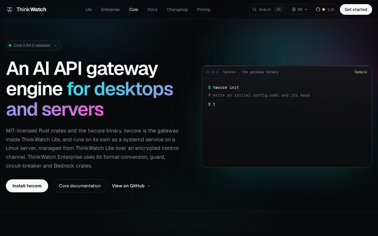 Preview of ThinkWatch Core