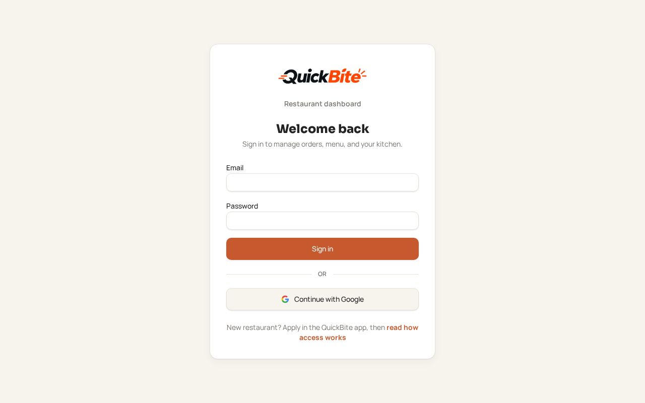 Preview of Quickbite Food Delivery App