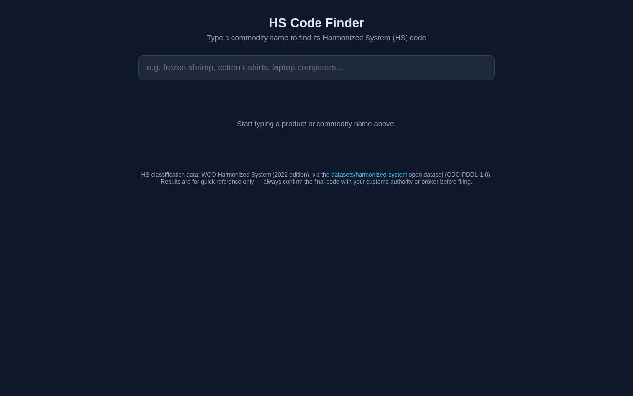 Preview of Hs Code Finder