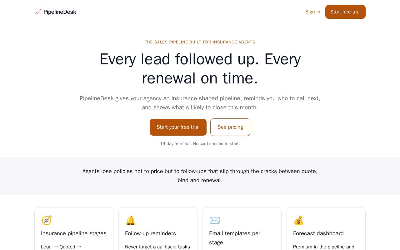 Preview of Pipelinedesk Insurance Agents