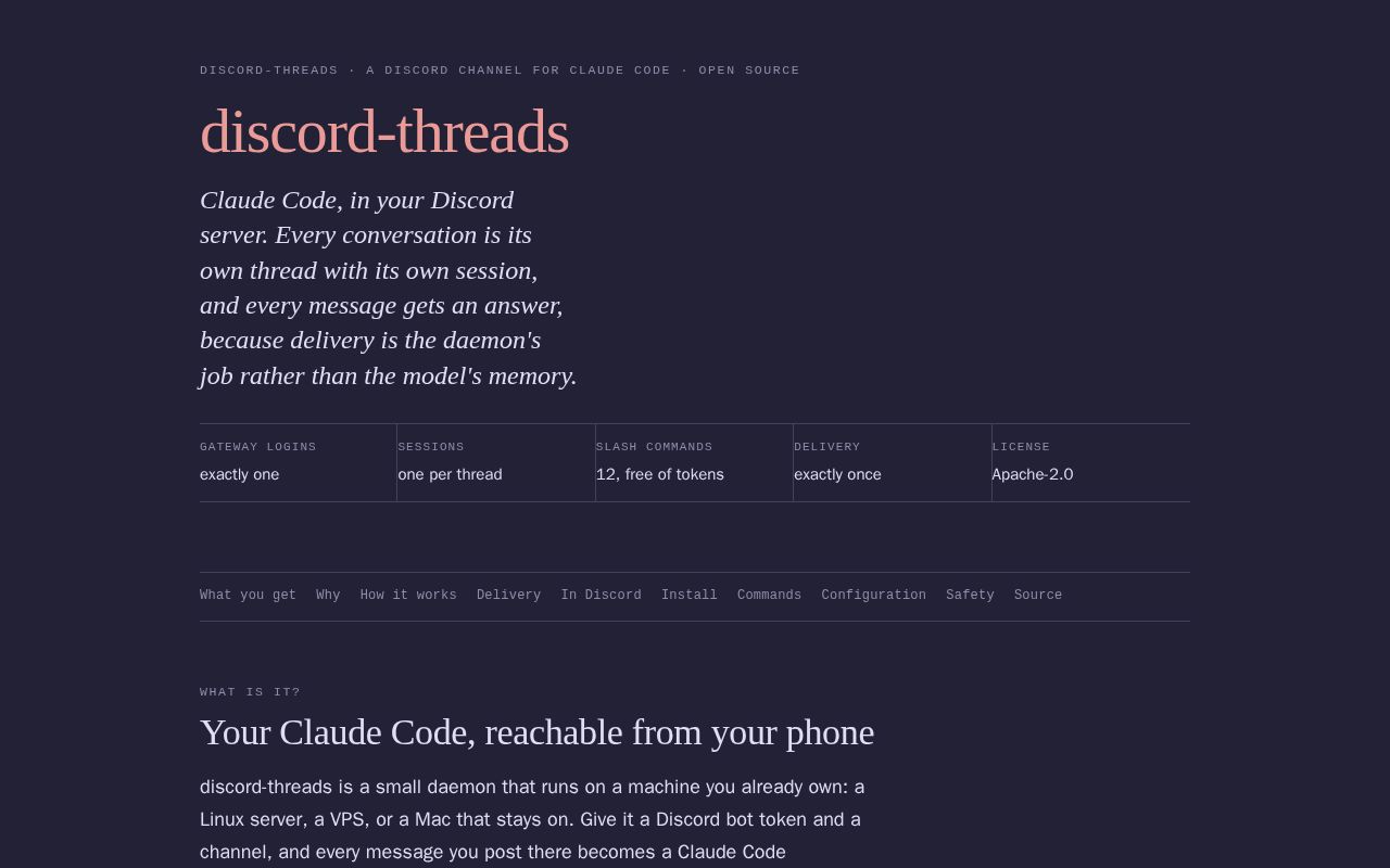 Preview of Claude Discord Threads