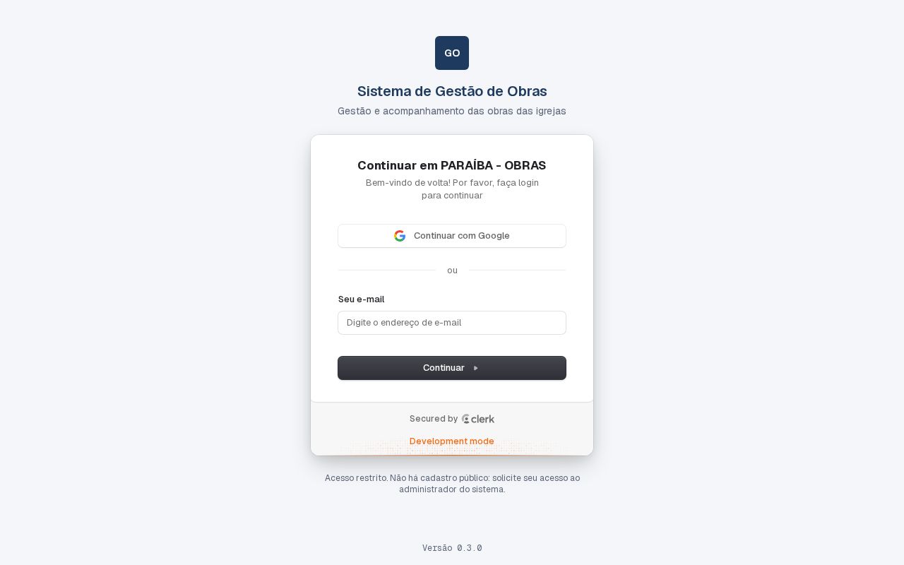 Preview of Sistema Obras Igrejas
