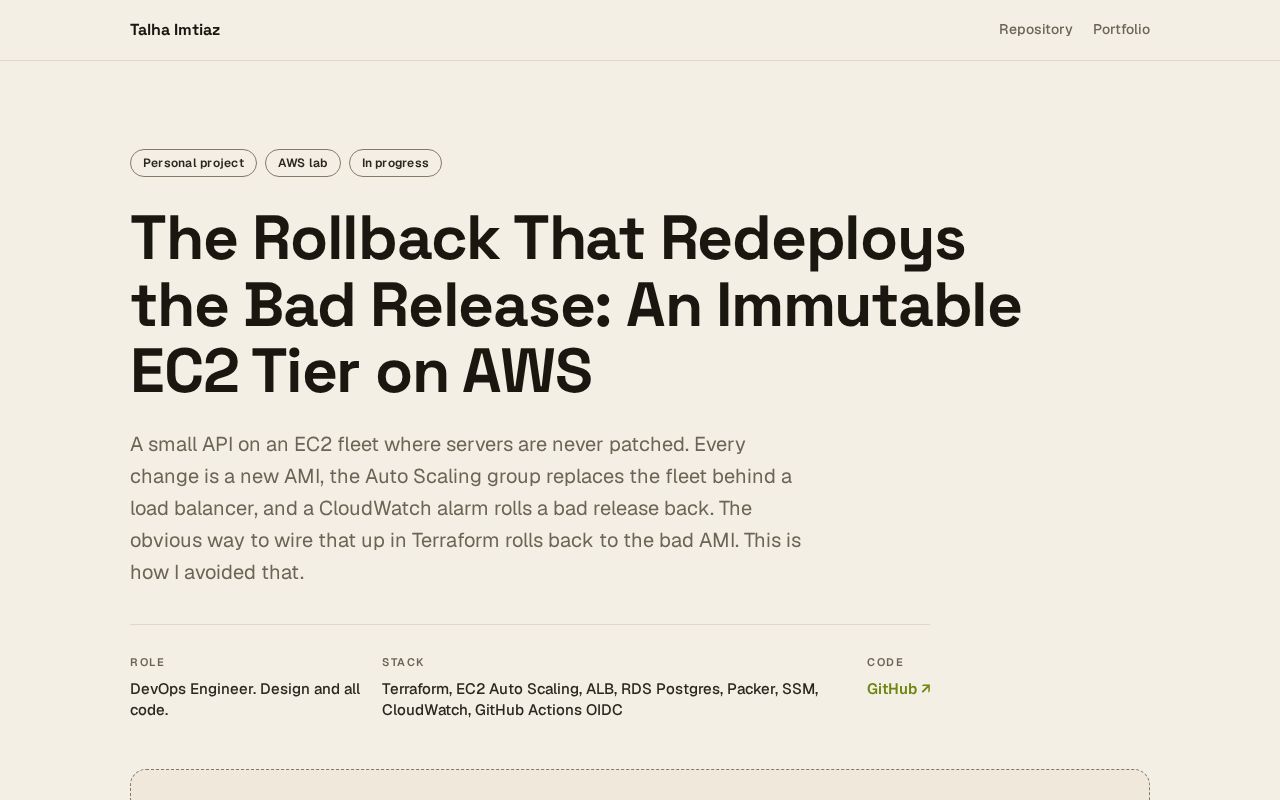 Preview of Immutable Ec2 Web Tier