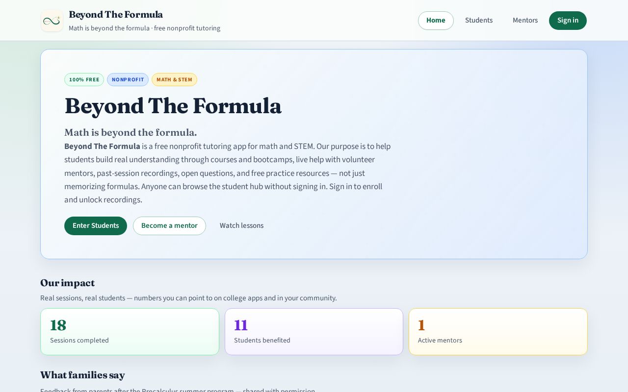 Preview of Beyond The Formula Tutoring