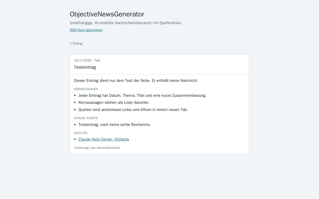 Preview of ObjectiveNewsGenerator