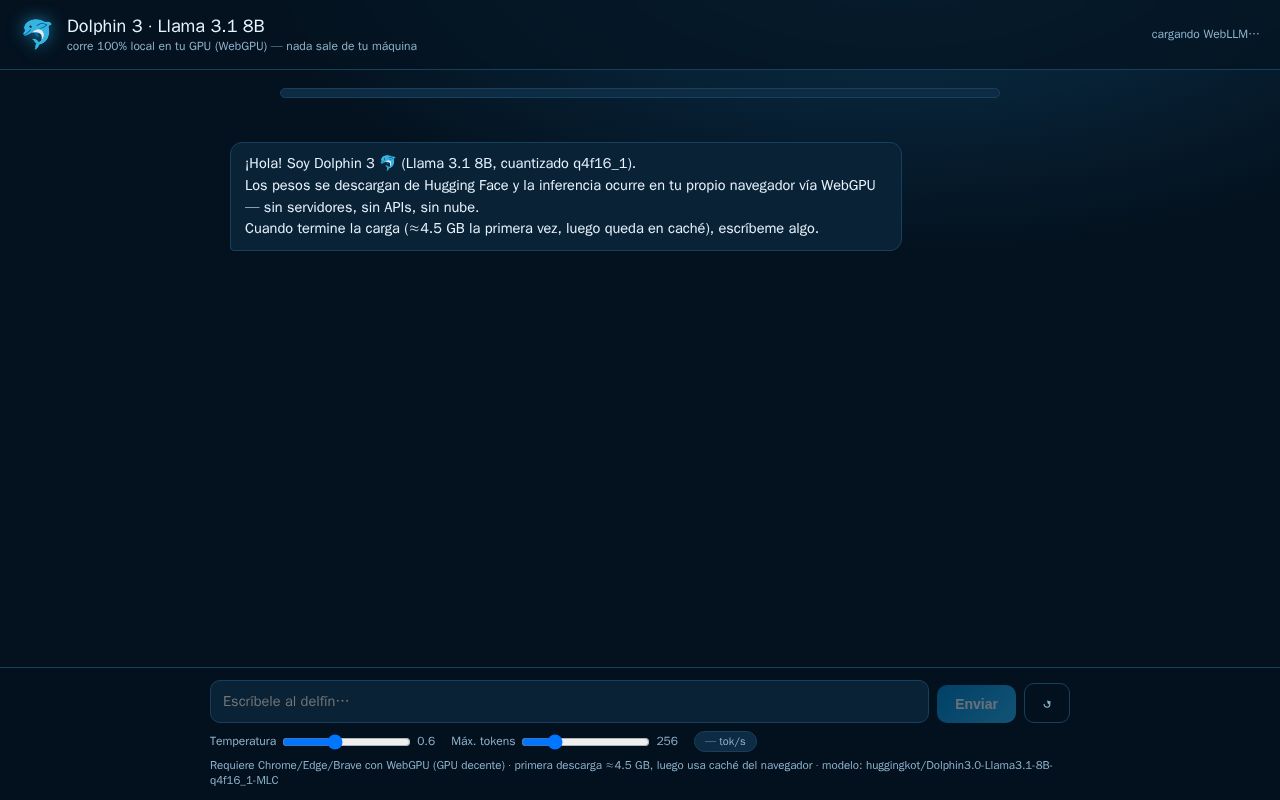 Preview of Dolphin 3 8B Local (WebGPU)