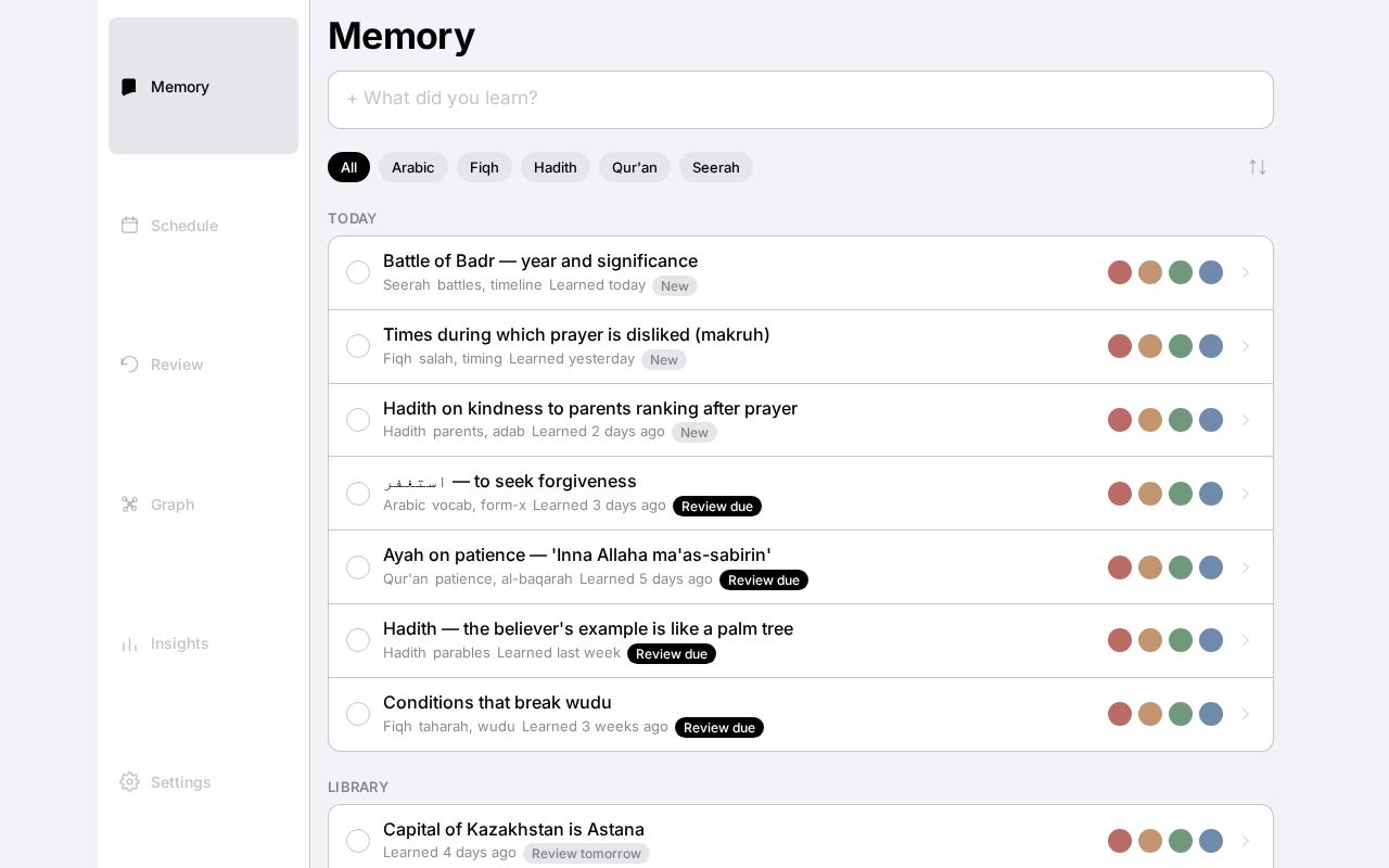 Preview of Mnemonic app