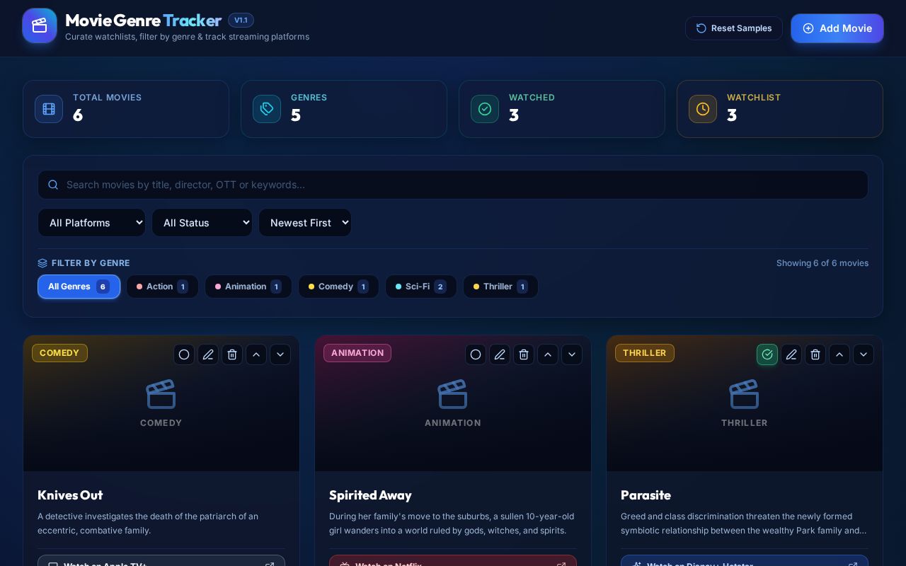 Preview of Movie Genre App