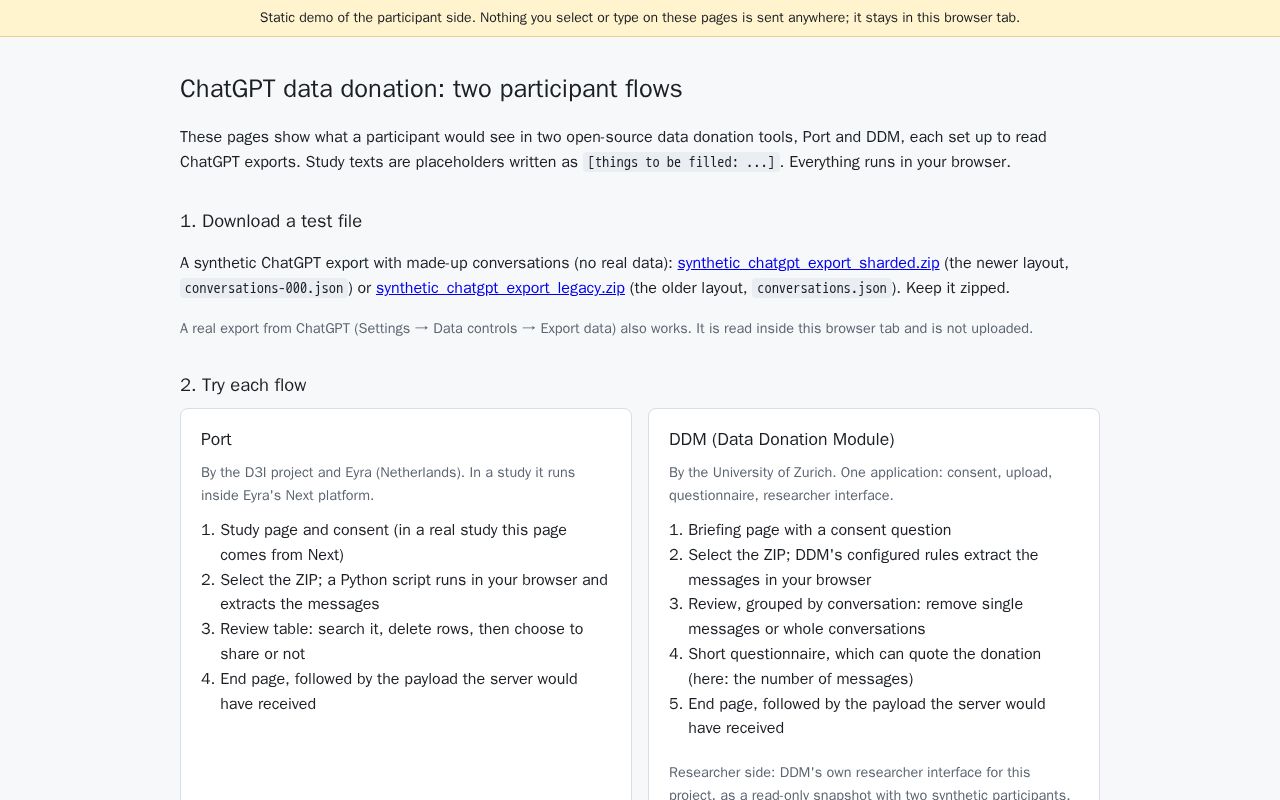 Preview of Data donation prototypes