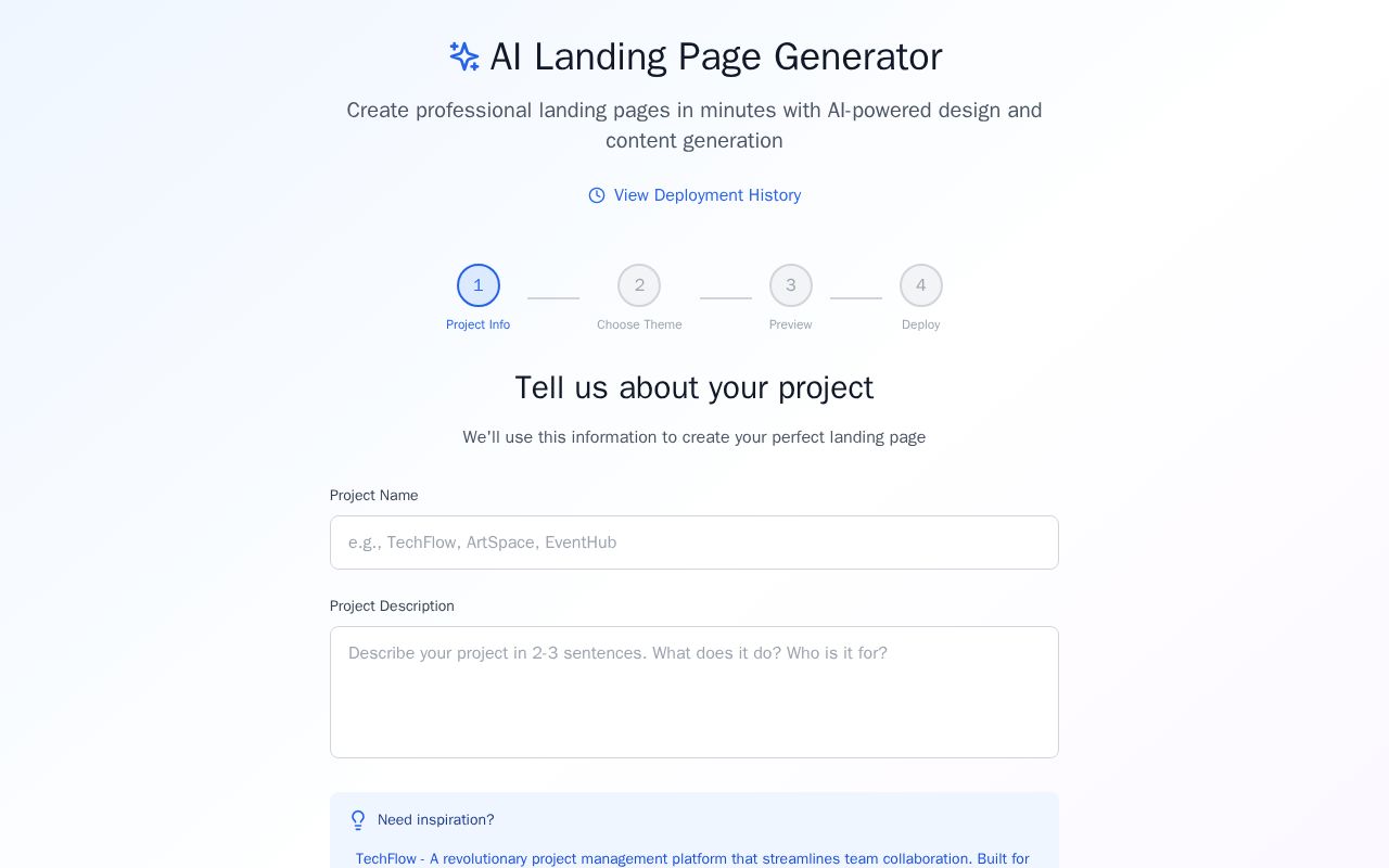 Preview of Automatic Landing Page