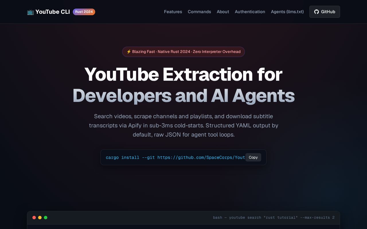 Preview of Youtube Cli