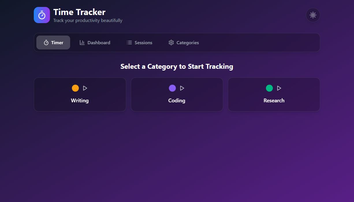 Preview of Time Tracking App One-Shot Challenge