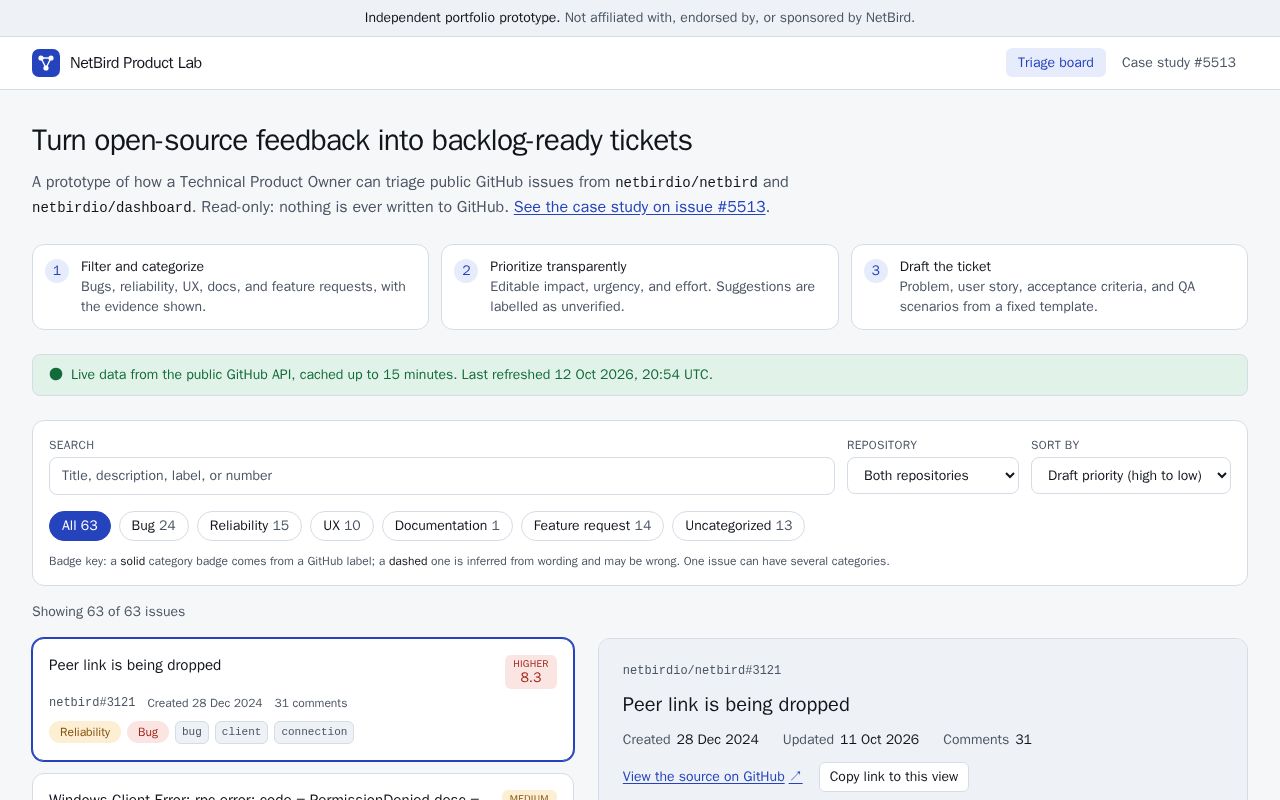 Preview of Netbird Product Lab