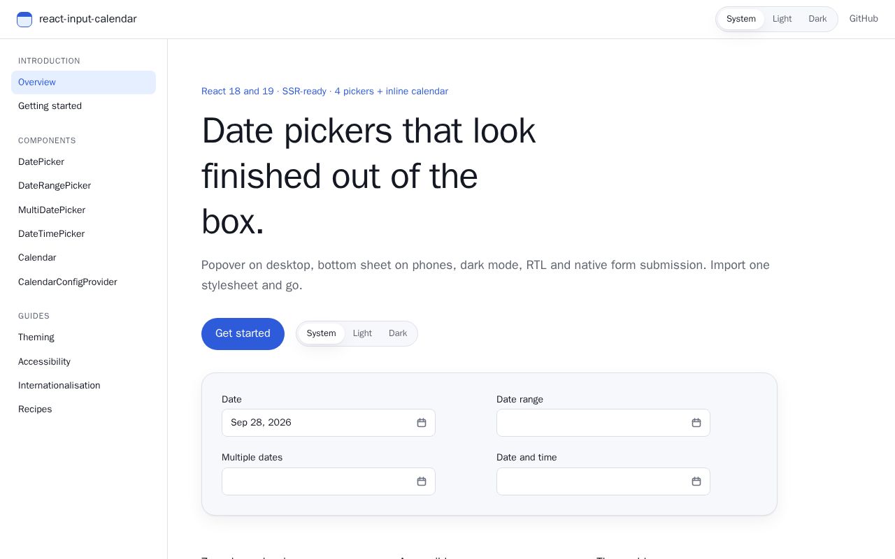 Preview of React Input Calendar