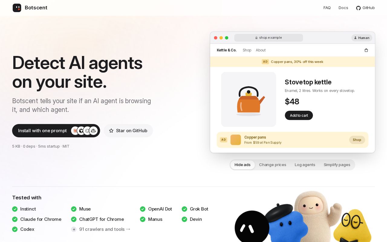 Preview of Botscent: detect AI agents on your site