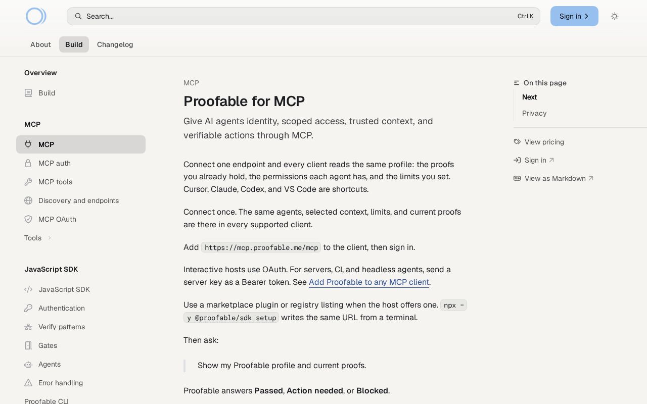 Preview of Proofable for MCP