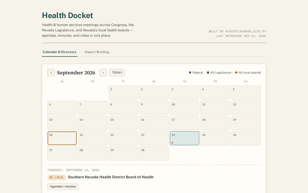 Preview of Health Docket