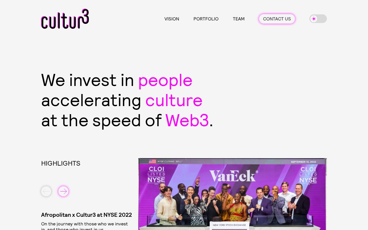 Preview of Cultur3 Capital Site