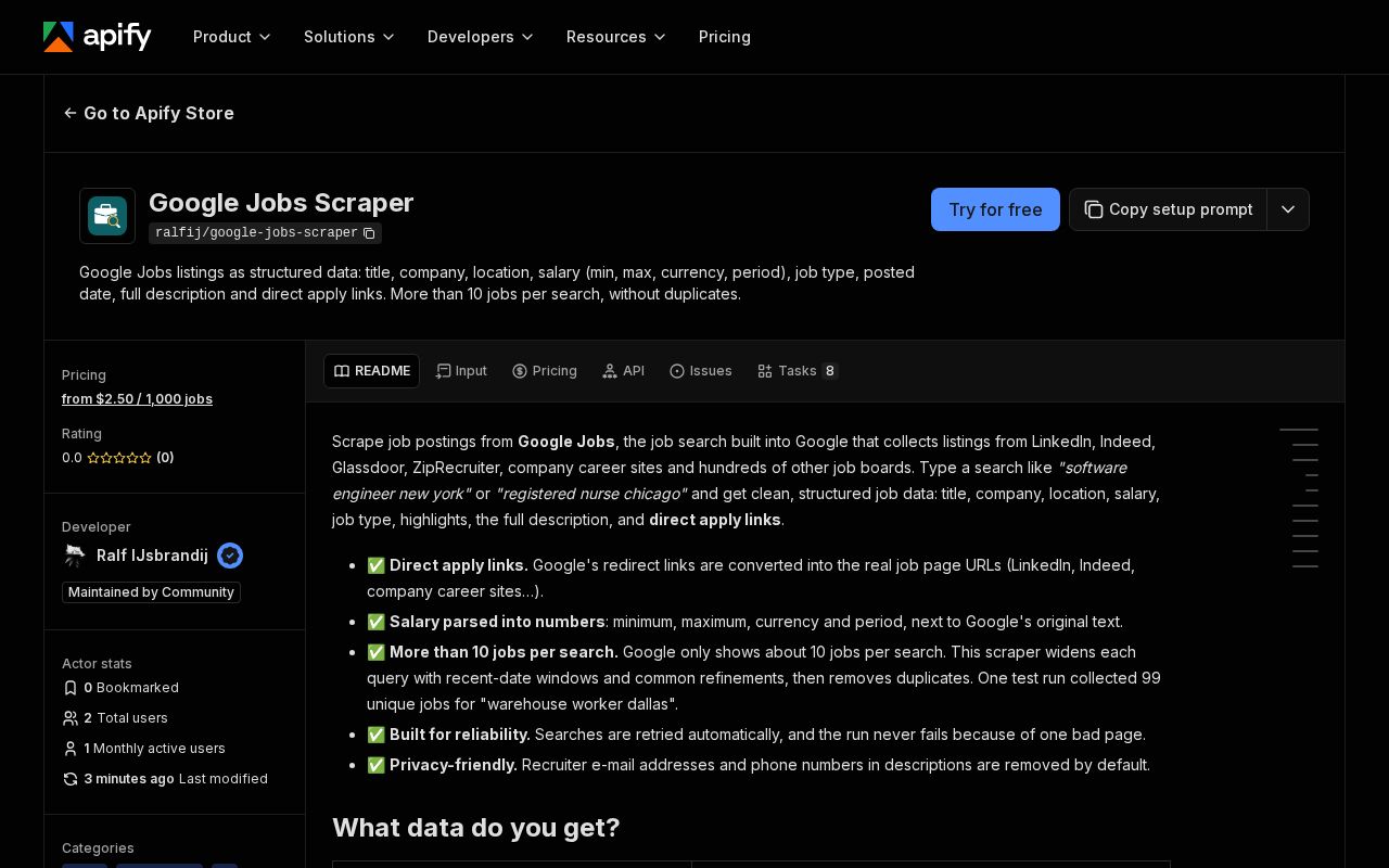 Preview of Google Jobs Api
