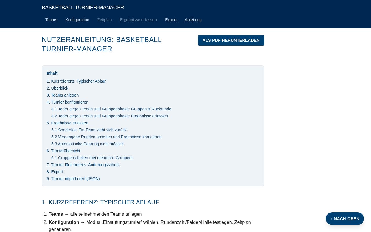 Preview of Basketball Turnier Manager